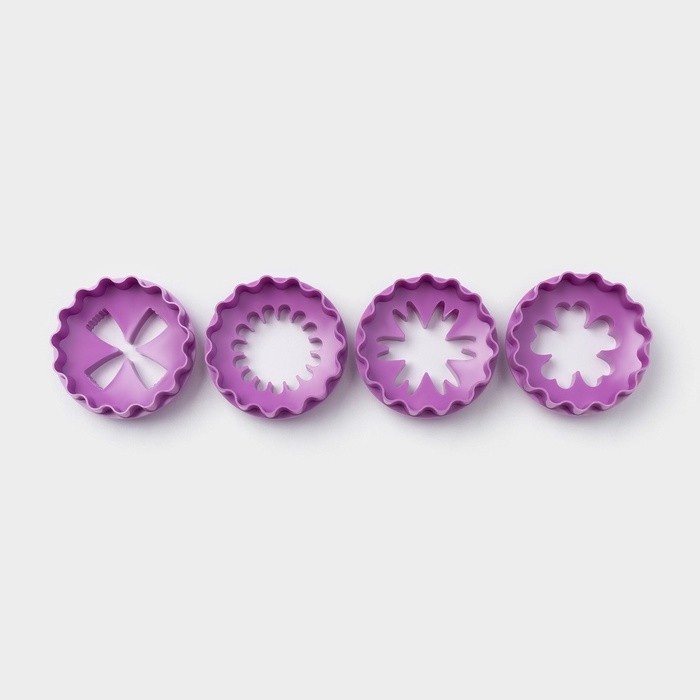 Формы для печенья Доляна &laquo;Цветочки&raquo;, пластик, набор 4 шт, фиолетовые