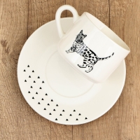 Чайная пара керамическая «Животные», 200 мл, цвет белый Чайная пара керамическая «Животные», 200 мл, цвет белый