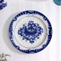 Тарелка «Цветы», плоская, D=24 см, H=2 см, гжель Тарелка «Цветы», плоская, D=24 см, H=2 см, гжель