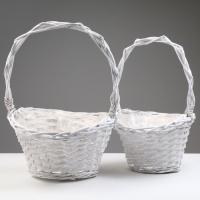 Набор корзин, 37x30х17/20/44 см, 32x28х17/20/40 см, 2 шт, белые, ива Набор корзин, 37x30х17/20/44 см, 32x28х17/20/40 см, 2 шт, белые, ива