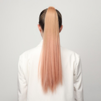 Хвост накладной, прямой волос, на резинке, 60 см, 100 гр, цвет омбре русый/пепельно-розовый