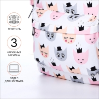 Рюкзак школьный из текстиля на молнии, 3 кармана, пенал, цвет белый/разноцветный