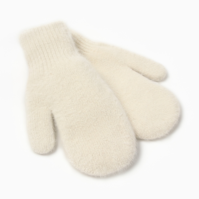Варежки женские MIST с шерстью кролика, р-р 22 см, цв. молочный Варежки женские MIST с шерстью кролика, р-р 22 см, цв. молочный