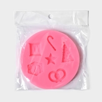 Молд новогодний &laquo;Новогодние атрибуты&raquo;, силикон, 10&times;10&times;1 см, цвет МИКС