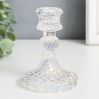 Подсвечник стекло на 1 свечу "Женева" d-2,2 см прозрачный голография 10,5х7,7х7,7 см Подсвечник стекло на 1 свечу "Женева" d-2,2 см прозрачный голография 10,5х7,7х7,7 см