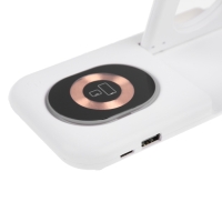 Беспроводное зарядное устройство 3 в 1 Y36, 15 W, складная, подсветка, USB, Type-C, белая Беспроводное зарядное устройство 3 в 1 Y36, 15 W, складная, подсветка, USB, Type-C, белая