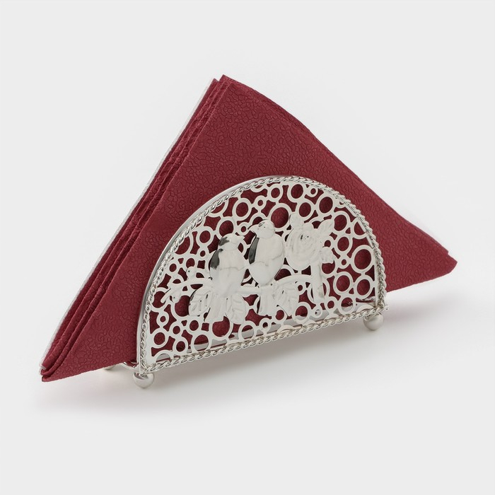 Салфетница декоративная &laquo;Птицы&raquo;, 14&times;4,5&times;8,5 см, цвет серебряный