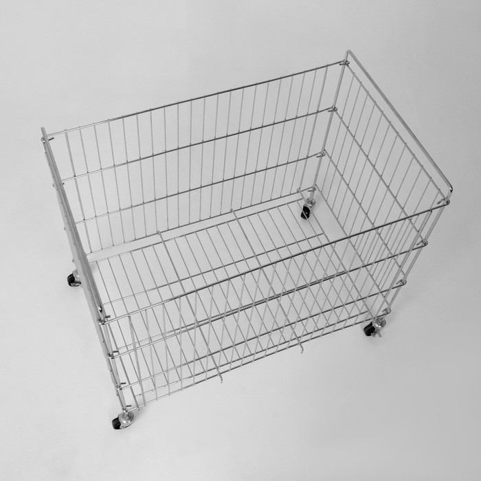 Корзина-накопитель складная, на колесах, 1 полка, 50&times;80&times;70см, цвет хром