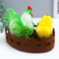 Сувенир пасхальный "Курочка и цыплёнок на лужайке" 15х10х9 см