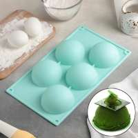 Форма для выпечки Доляна &laquo;Полусфера&raquo;, силикон, 29,5&times;17 см, 5 ячеек, d=8 см, цвет МИКС