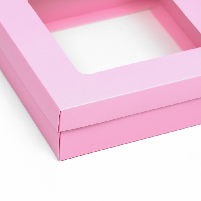Коробка подарочная складная, упаковка, крышка-дно, розовая, с окном 20 х 20 х 6 см Коробка подарочная складная, упаковка, крышка-дно, розовая, с окном 20 х 20 х 6 см