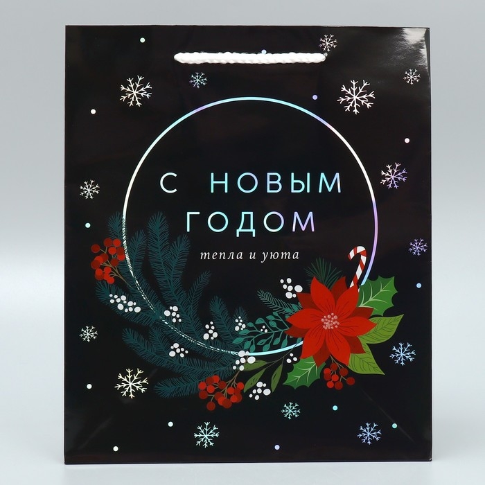 Пакет голографический &laquo;С любовью&raquo;, ML 23 х 27 х 11.5 см, Новый год