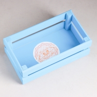 Кашпо деревянное 24.5&times;13.5&times;9 см "Двушка Лайт", двухреечное, голубой Дарим Красиво