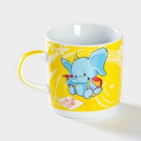 Набор детской посуды из керамики Доляна &laquo;Слонёнок&raquo;, 3 предмета: кружка 230 мл, миска 400 мл, тарелка d=18 см