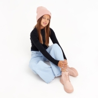 Шапка детская MINAKU с отворотом р-р 52-56, цв.пудровый Шапка детская MINAKU с отворотом р-р 52-56, цв.пудровый