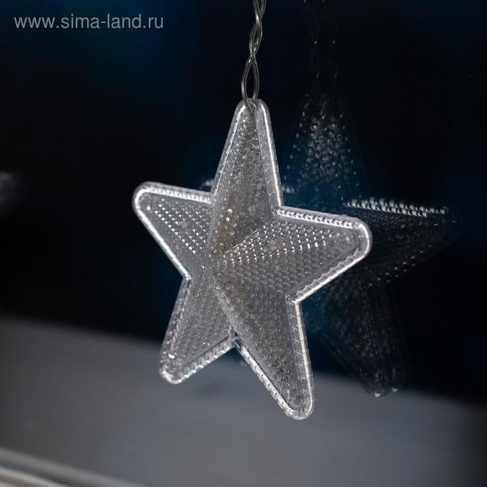 Гирлянда &laquo;Бахрома&raquo; 2.4 &times; 0.9 м с насадками &laquo;Звёздочки&raquo;, IP20, прозрачная нить, 186 LED, свечение белое, 8 режимов, 220 В