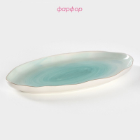 Блюдо фарфоровое Доляна &laquo;Млечный путь&raquo;, 29,5&times;17,5 см, цвет бирюзовый