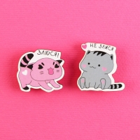 Значки деревянные &laquo;Я буду тебя бесить&raquo;, 2 шт.