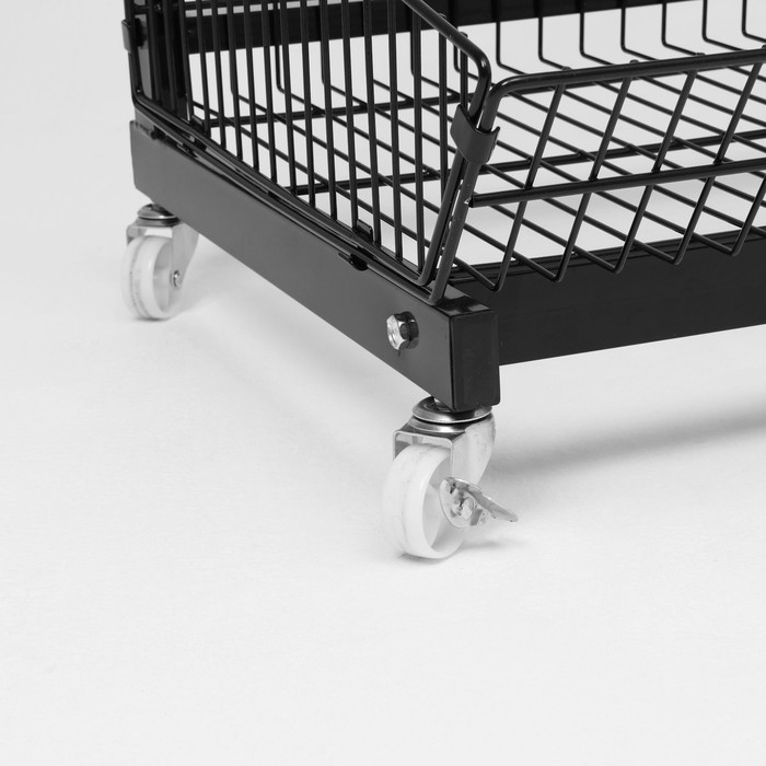 Накопитель разборный на колесах, 5 корзин, 58&times;53&times;146 см, цвет чёрный