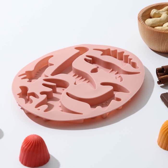 Форма для шоколада Доляна &laquo;Дино&raquo;, силикон, 16,5&times;14&times;1 см, 7 ячеек, цвет МИКС