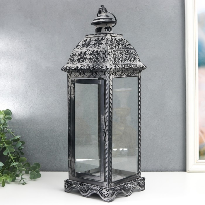 Подсвечник металл фонарь "Цветы из бабочек" 45х14,5х14,5 см