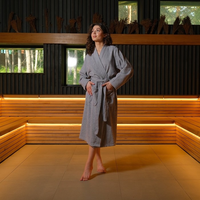 Халат махровый LoveLife Халат махровый LoveLife "Royal" цвет серый размер 46-48 (М) 100% хлопок, 330 гр/м2