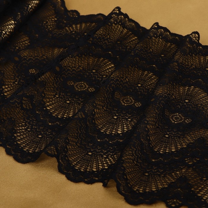 Кружевная эластичная ткань, 240 мм × 2,7 ± 0,5 м, цвет чёрный Кружевная эластичная ткань, 240 мм × 2,7 ± 0,5 м, цвет чёрный