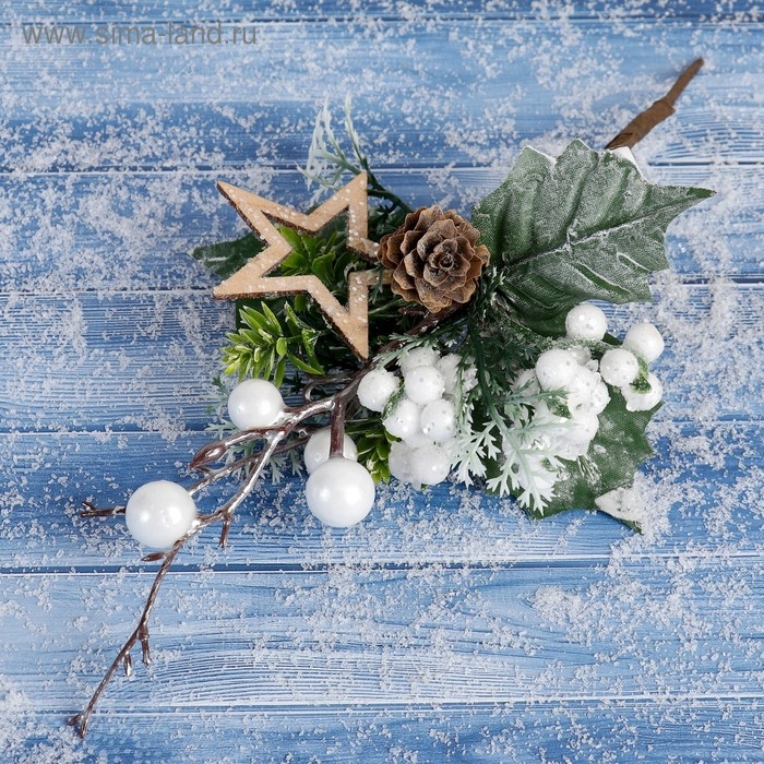 Декор Декор "Зимнее очарование" шишка ягоды зелень, 19 см