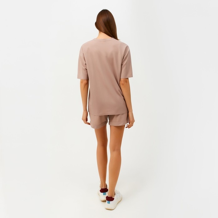 Костюм женский (футболка, шорты) MINAKU: Casual collection цвет бежевый, размер 48 Костюм женский (футболка, шорты) MINAKU: Casual collection цвет бежевый, размер 48