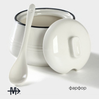 Сахарница фарфоровая с ложкой Magistro &laquo;Морской бриз&raquo;, 250 мл, цвет белый