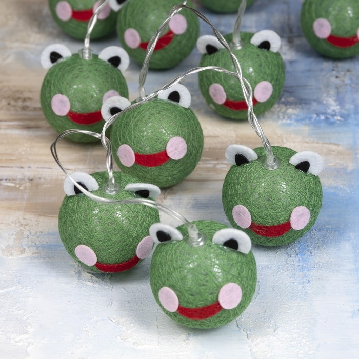 Гирлянда &laquo;Нить&raquo; 2 м с насадками &laquo;Лягушонок&raquo;, IP20, прозрачная нить, 10 LED, батарейки AAх2 (нет в комплекте), свечение тёплое белое