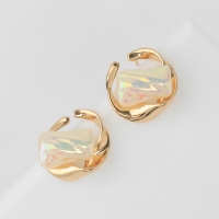 Серьги с жемчугом &laquo;Абстракция&raquo; волна, цвет золото