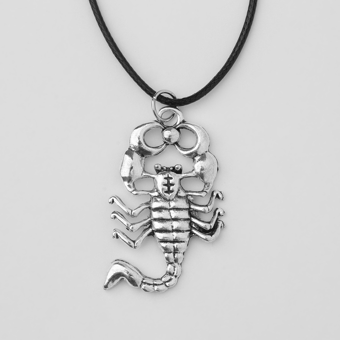 Кулон унисекс &laquo;Скорпион&raquo;, цвет чернёное серебро на чёрном шнурке, 42 см