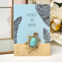 Брошь &laquo;Черепашка&raquo; панцирь под бирюзу, цвет голубой в чернёном золоте