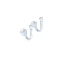 Крючок для штор ТУНДРА KS003, однорожковый, цвет белый, 2 шт