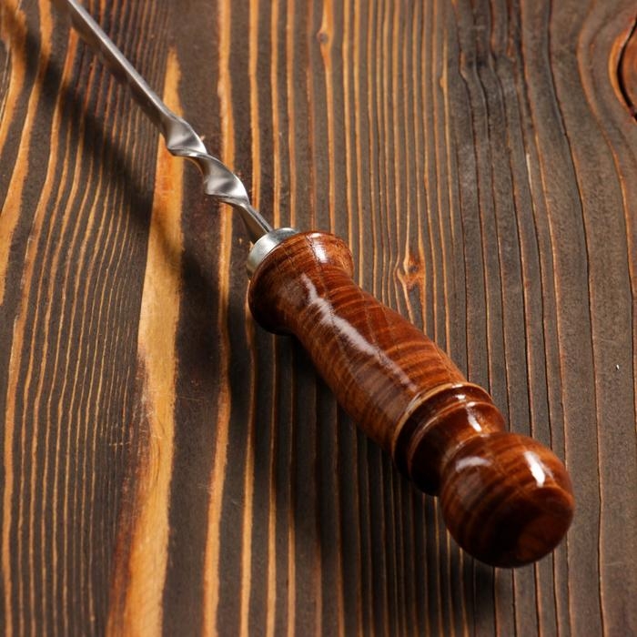 Кочерга узбекская, 40/1 см, полная длина 62 см, сталь 3 мм, с деревянной ручкой, с узором