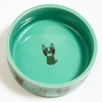 Миска керамическая "Важный пес" 250мл, 11,5 х 5 см, мятная Миска керамическая "Важный пес" 250мл, 11,5 х 5 см, мятная