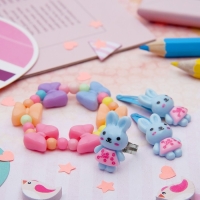 Набор детский &laquo;Выбражулька&raquo; 4 предмета: 2 заколки, браслет, кольцо &laquo;Бантики&raquo;, цвет МИКС, форма МИКС