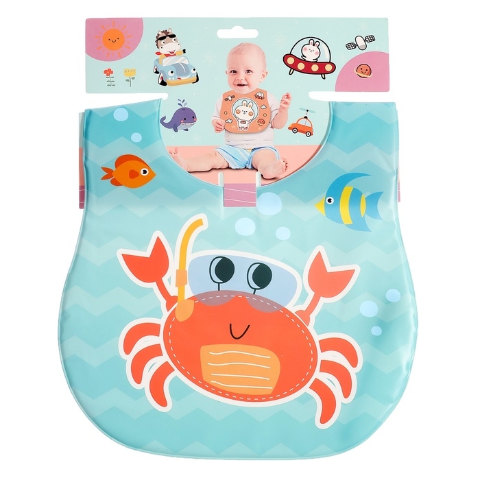 Нагрудник для кормления &laquo;Любимый малыш: Крабик&raquo;, непромокаемый, цвет голубой