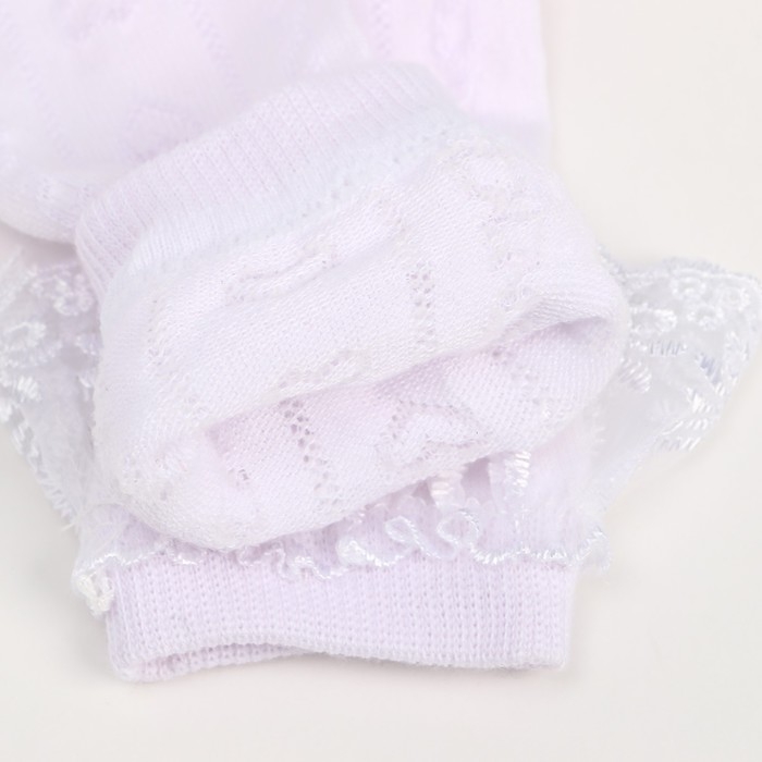 Гольфы детские ажурные с рюшей, цвет белый, размер 18 Гольфы детские ажурные с рюшей, цвет белый, размер 18