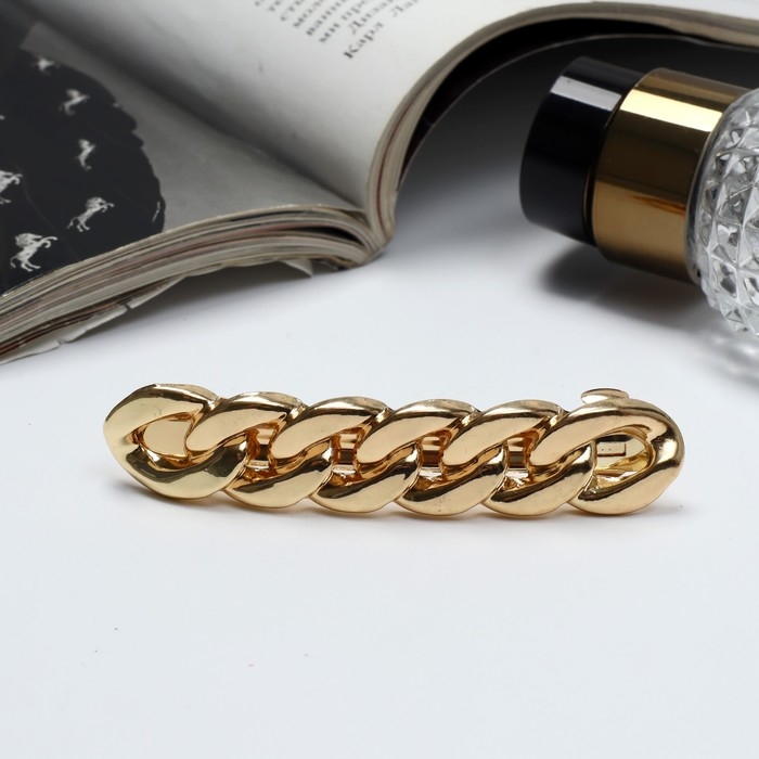 Заколка-автомат для волос &laquo;Жаклин&raquo;, средние звенья, 8 см, золото