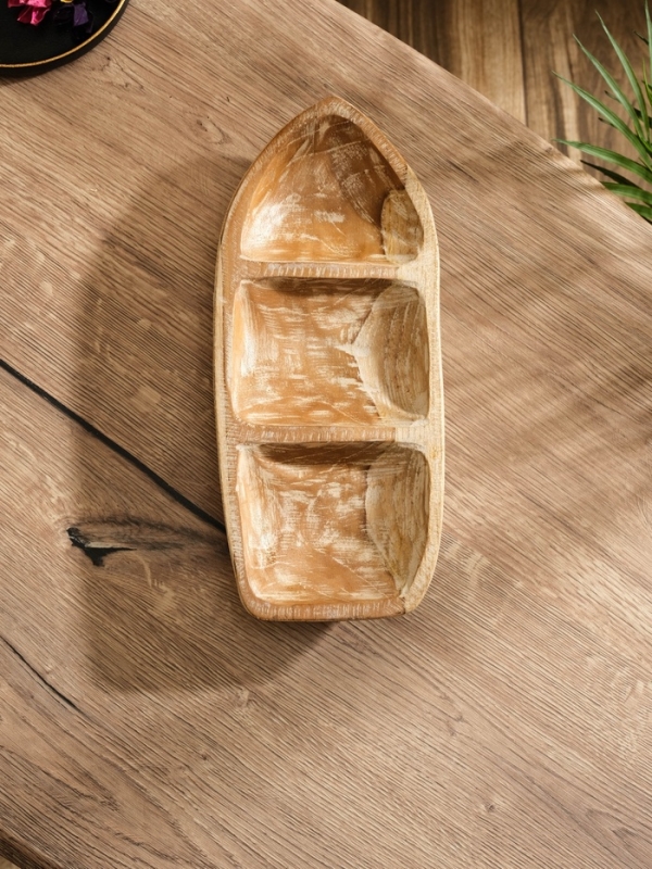 Менажница "Лодочка"  дерево Джати, 30х13х5 см, цв. коричневый