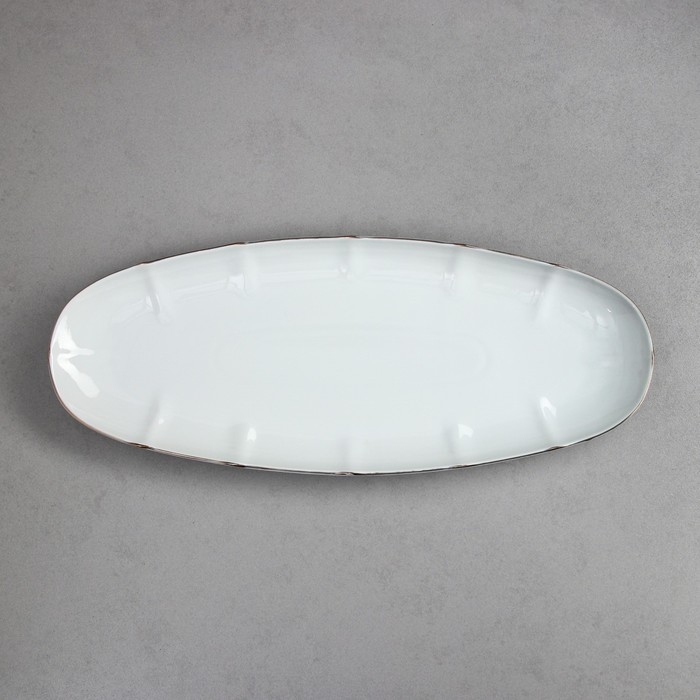 Селедочница &laquo;Рыбное ассорти&raquo;, 1.5 л, золотая обводка, фарфор, Иран