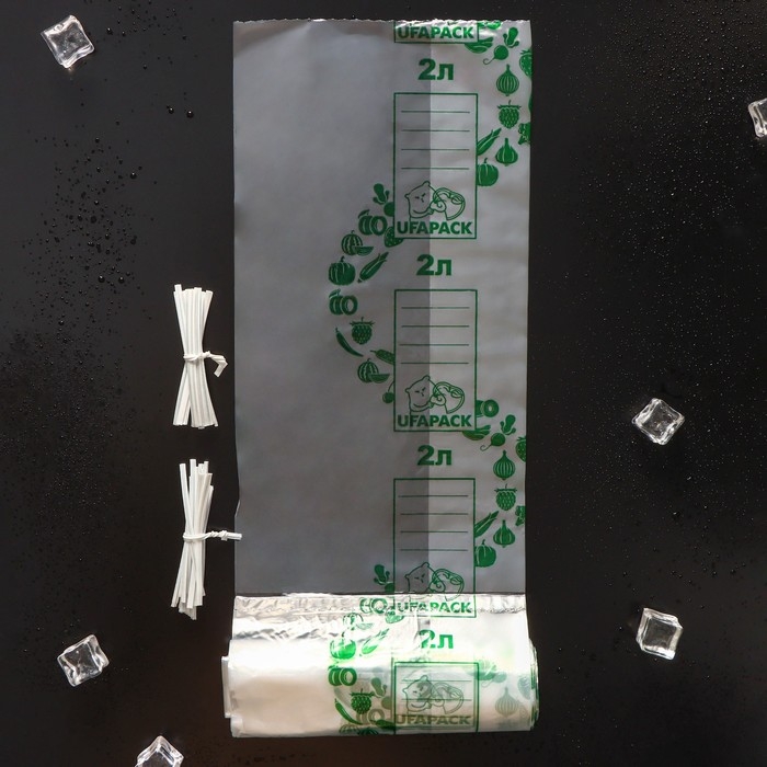 Пакеты для заморозки продуктов «Уфа ПАК», 2 литра, 20×30 см, 40 шт, с клипсами Пакеты для заморозки продуктов «Уфа ПАК», 2 литра, 20×30 см, 40 шт, с клипсами