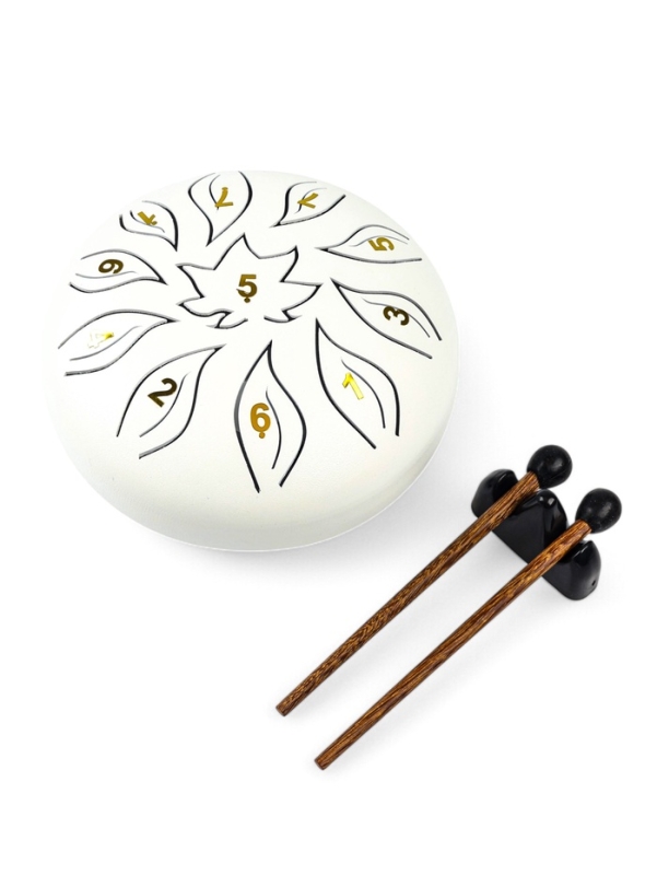 Глюкофон - музыкальный инструмент, цветок белый, 11 лепестков, 18 х 18 х 11 см