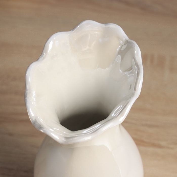 Керамическая ваза для цветов, сухоцветов &laquo;Филикс&raquo;, настольная, d отв.- 6 см, 22.5&times;9 см, белый