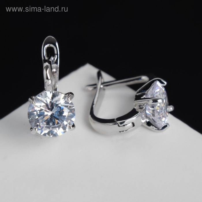 Серьги со стразами &laquo;Блум&raquo;, цвет белый в серебре