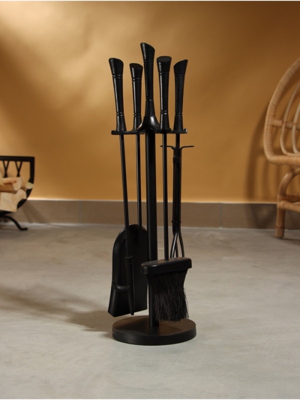 Каминный набор "Уголь" сталь, 4 предмета, 16х16х55 см