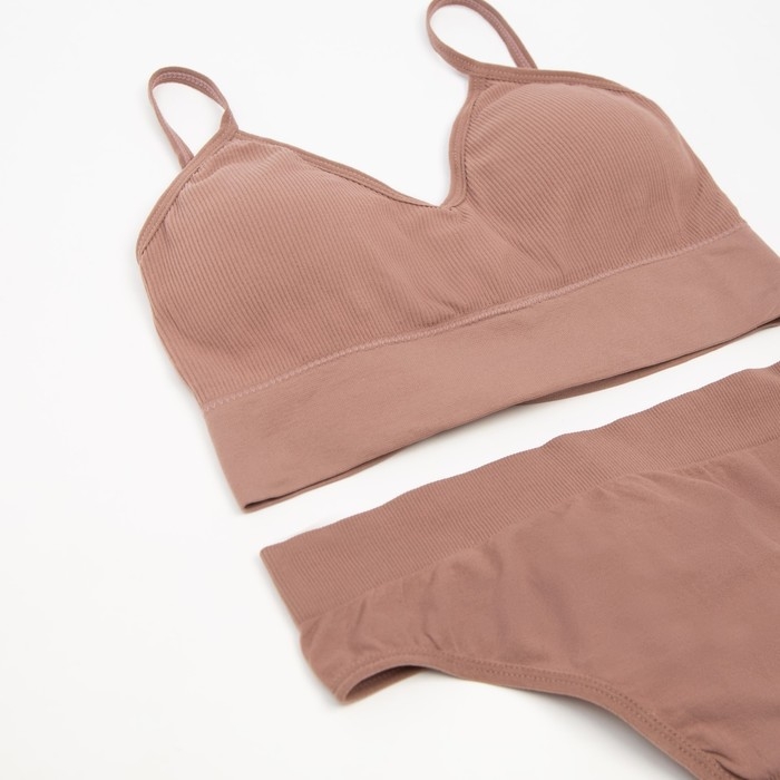 Комплект женский (топ, трусы) цвет кофе, размер 42-44