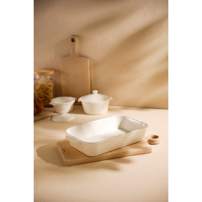 Форма для выпечки из жаропрочной керамики Доляна &laquo;Бруно&raquo;, 2,5 л, 36&times;20,5&times;6,5 см, цвет белый